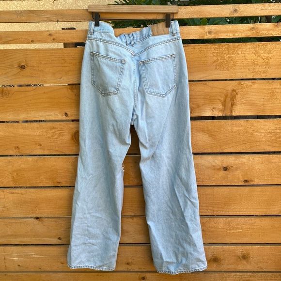 Pull&Bear Women’s Pale Blue Ripped Straight Fit Jeans Size 10 - Picture 6 of 8